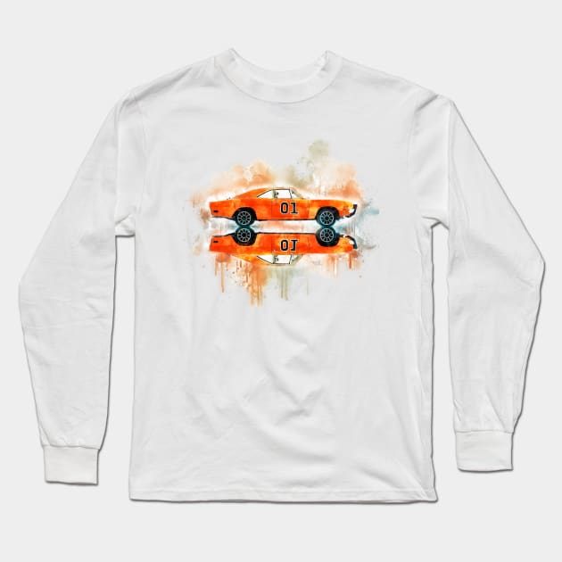 1970 Dodge Charger Splash art Long Sleeve T-Shirt by AaaahEeeekStudio